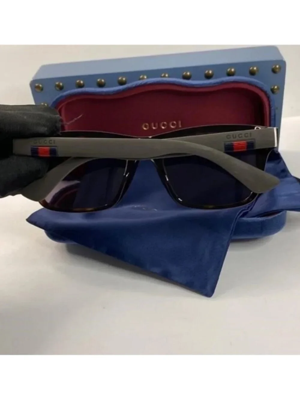 New - Gucci Black GG0008S Square Sunglasses - Picture 9 of 14